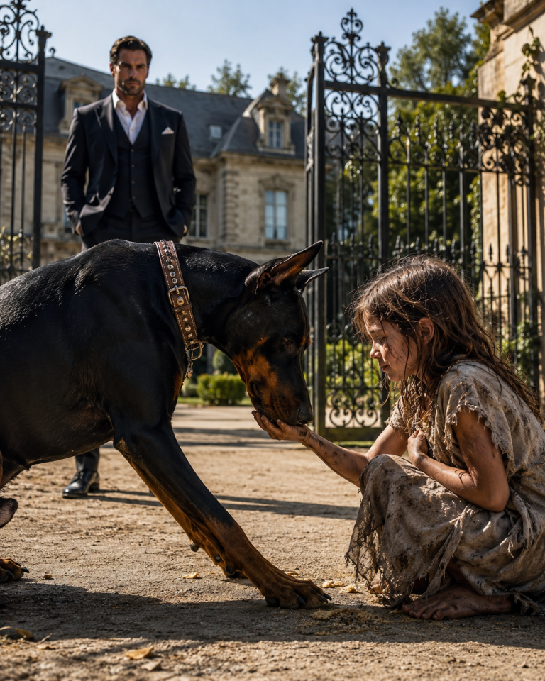 The billionaire’s killer dog knelt before a starving girl—Then she whispered a name nobody recognized.
