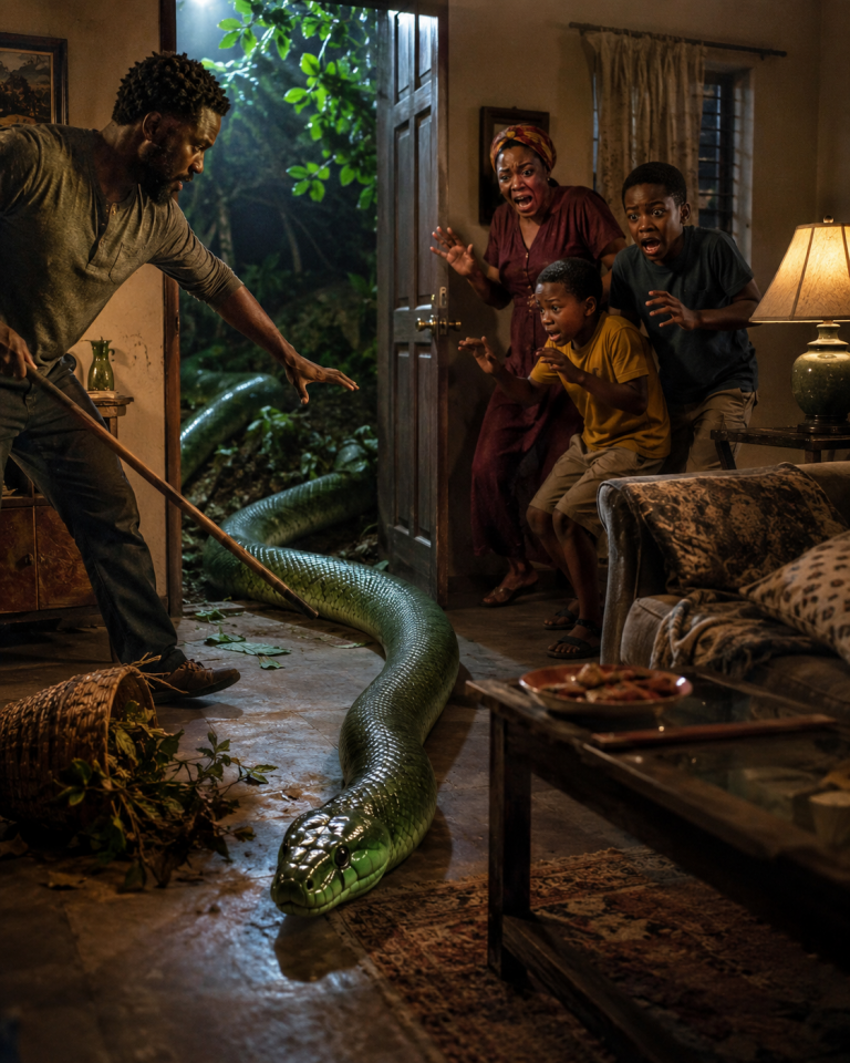 We Cleared the Bushes in Our Compound and Found a Giant Green Snake—When We Tried to Kill It, It Escaped Into Our House… That Night, We Discovered Something Terrifying