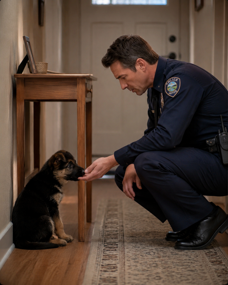 Police Officer Saves a Dying Puppy—But Now the Little Dog Keeps Sulking at Him