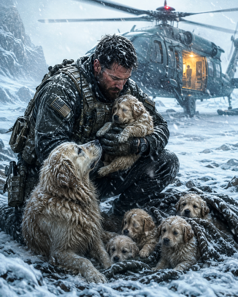 A Navy SEAL Found a Mother Dog and 5 Puppies in a Blizzard — A Moment That Changed His Life